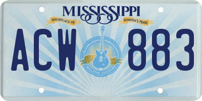 MS license plate ACW883