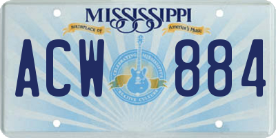 MS license plate ACW884