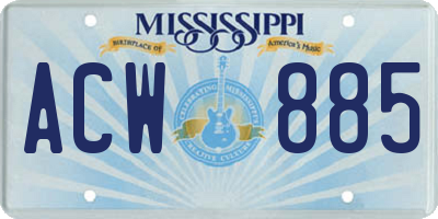 MS license plate ACW885