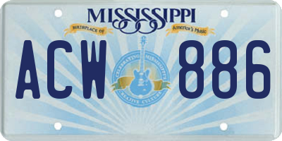 MS license plate ACW886