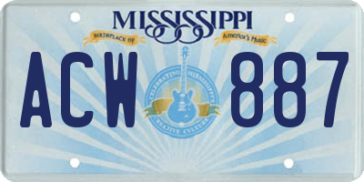 MS license plate ACW887
