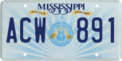 MS license plate ACW891