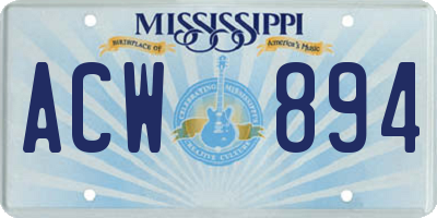 MS license plate ACW894