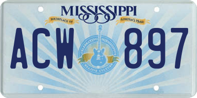 MS license plate ACW897