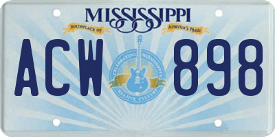 MS license plate ACW898
