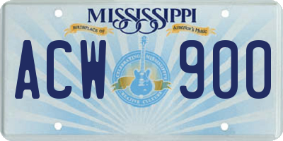 MS license plate ACW900