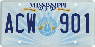 MS license plate ACW901