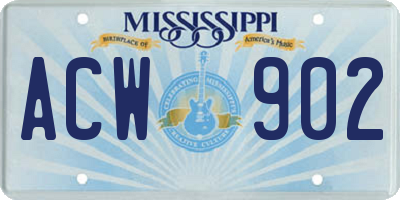 MS license plate ACW902