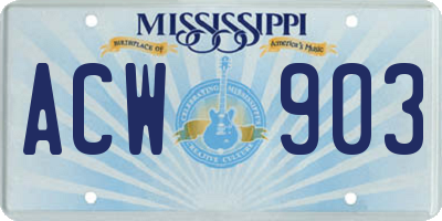 MS license plate ACW903