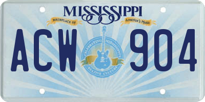 MS license plate ACW904