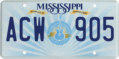 MS license plate ACW905