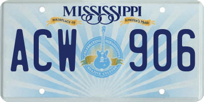 MS license plate ACW906