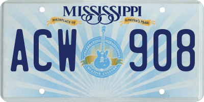 MS license plate ACW908