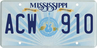 MS license plate ACW910