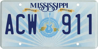 MS license plate ACW911