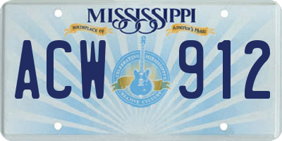 MS license plate ACW912