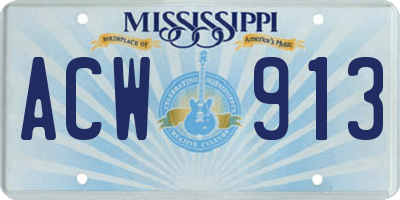 MS license plate ACW913