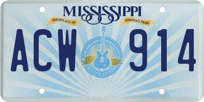 MS license plate ACW914