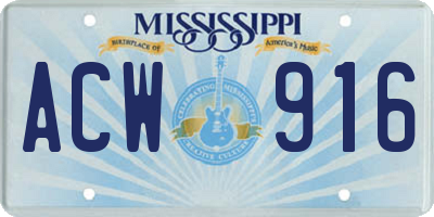 MS license plate ACW916