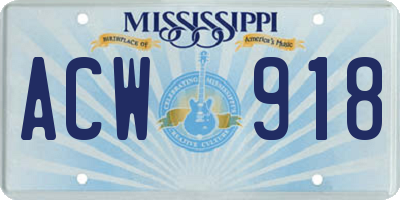 MS license plate ACW918