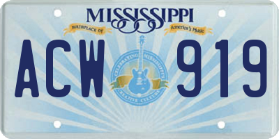 MS license plate ACW919
