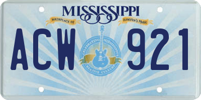 MS license plate ACW921