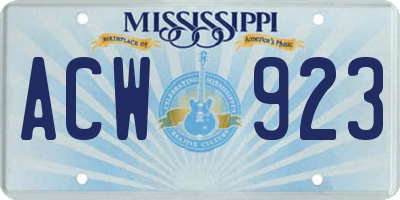 MS license plate ACW923