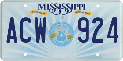 MS license plate ACW924