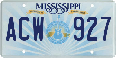 MS license plate ACW927