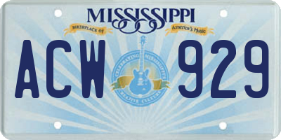 MS license plate ACW929