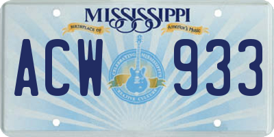 MS license plate ACW933