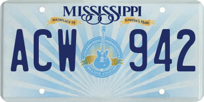 MS license plate ACW942
