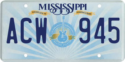 MS license plate ACW945