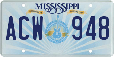 MS license plate ACW948