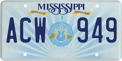 MS license plate ACW949