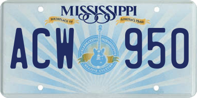MS license plate ACW950
