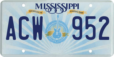 MS license plate ACW952