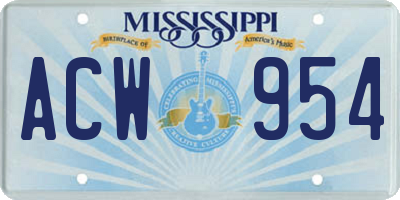 MS license plate ACW954
