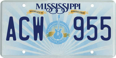 MS license plate ACW955