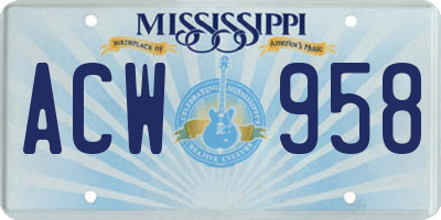 MS license plate ACW958
