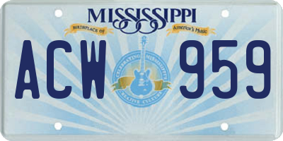 MS license plate ACW959