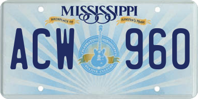 MS license plate ACW960