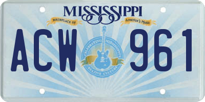 MS license plate ACW961