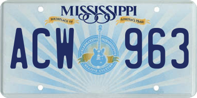 MS license plate ACW963