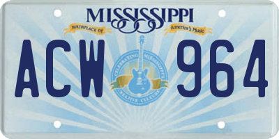 MS license plate ACW964