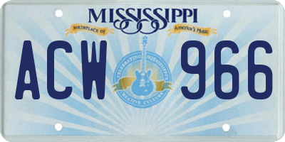MS license plate ACW966