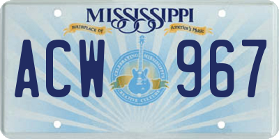 MS license plate ACW967