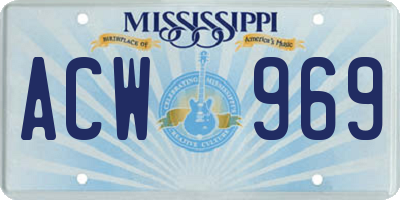 MS license plate ACW969