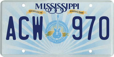 MS license plate ACW970