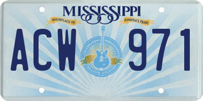 MS license plate ACW971